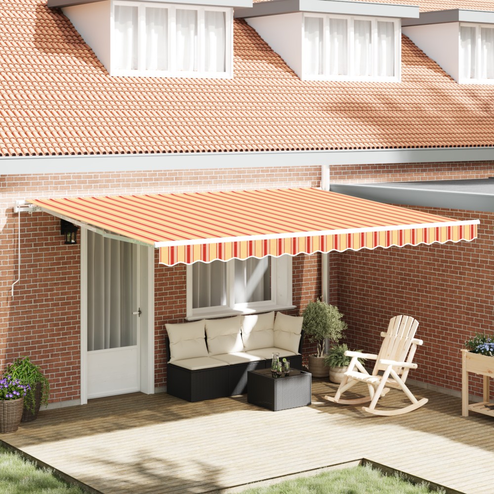 vidaXL Marchiză retractabilă manuală portocalie și roșie 450x300 cm