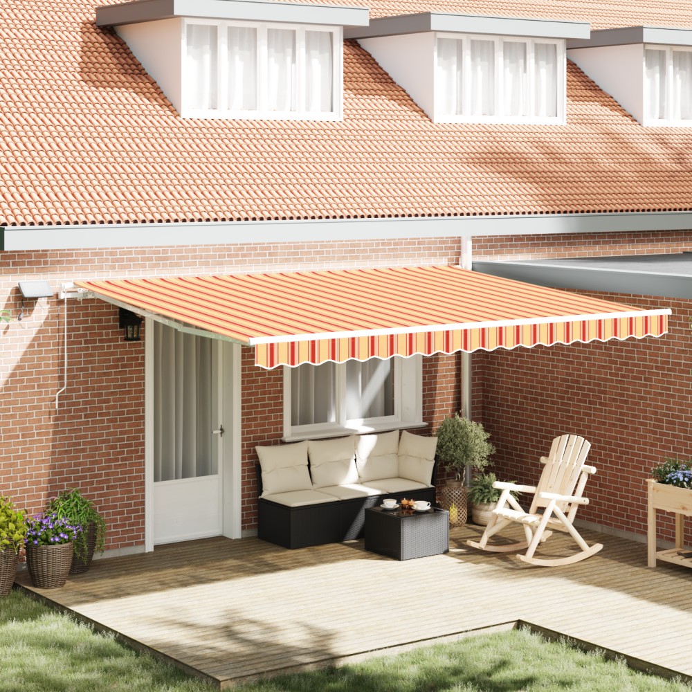 vidaXL Marchiză retractabilă with Manual Galben și portocaliu 450 × 300 cm