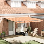 vidaXL Pergolă retractabilă automată LED galben-portocalie, 450x300 cm
