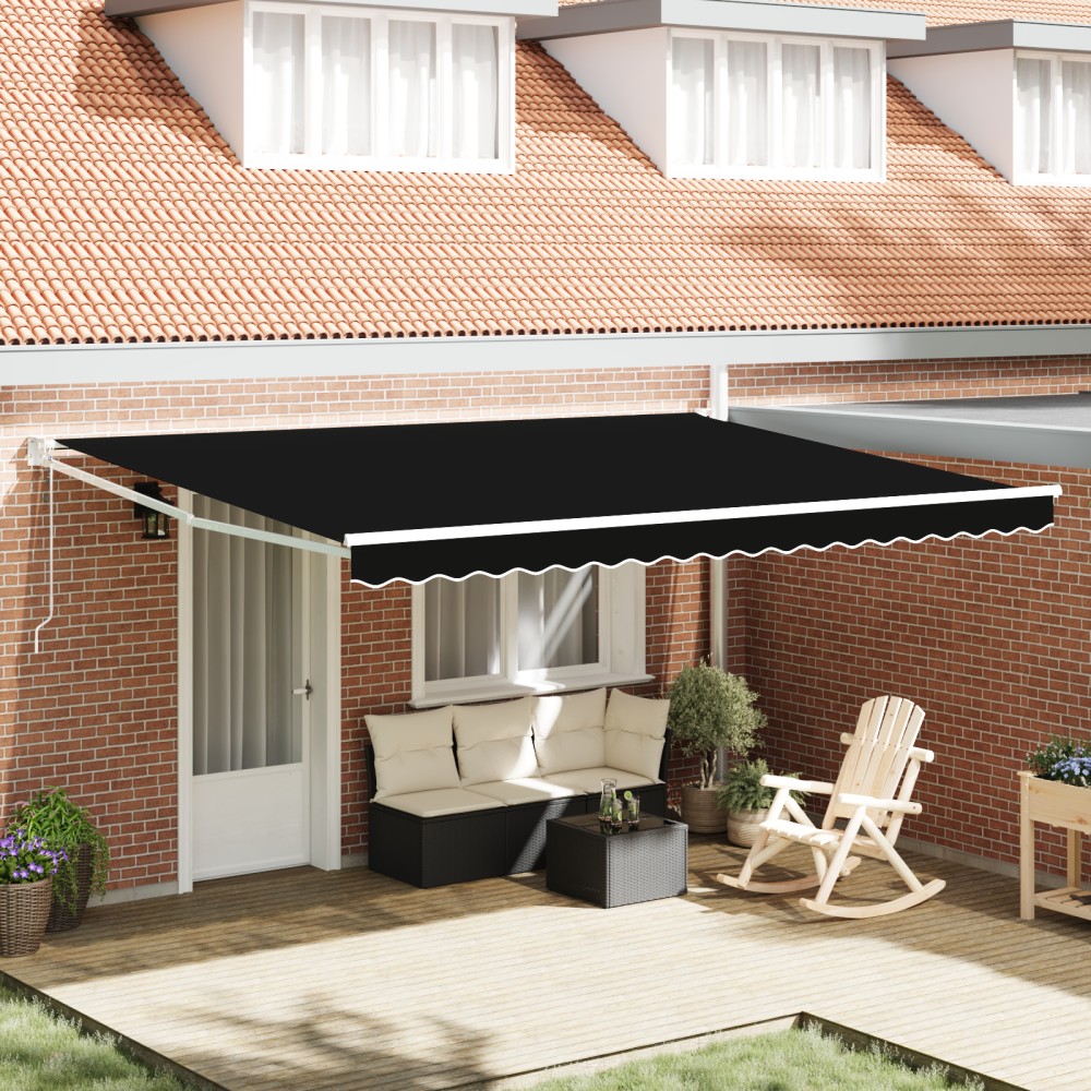 vidaXL Cortina Retractabilă Negru 450 × 300 cm Poliester și metal