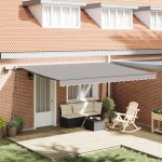 Marchiză Retractabilă Manuală cu Lumină LED Gri Deschis 450x300 cm Marchiză Retractabilă Manuală cu Lumină LED Gri Deschis 450x300 cm