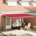vidaXL Umbrelă retractabilă manuală roșie 450 x 300 cm