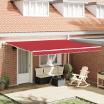 vidaXL Cortina Retractabilă Roșu 450 × 300 cm Material textil și oțel