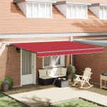 Marciză Retractabilă Automată cu LED Roșie 450x300 cm Marciză Retractabilă Automată cu LED Roșie 450x300 cm