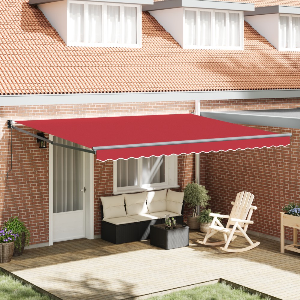 vidaXL Umbra manuală retractabilă roșie, 450 x 300 cm