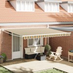 vidaXL Obra din stofă retractabilă manuală verde și galben 450x300 cm