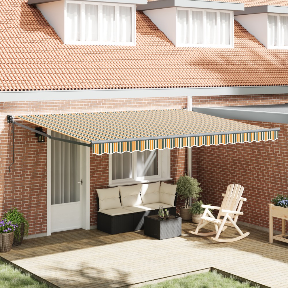vidaXL Pergolă Retractabilă Automată Verde și Galben 450 x 300 cm