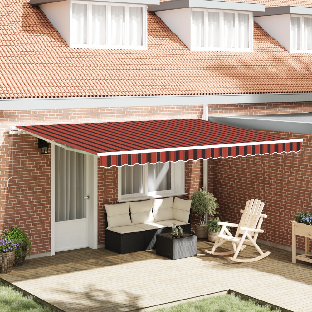 vidaXL Umbra manuală retractabilă portocalie și maronie 450 x 350 cm
