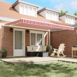 vidaXL Paravan de soare retractabil manual, Roșu și Alb, 450x350 cm