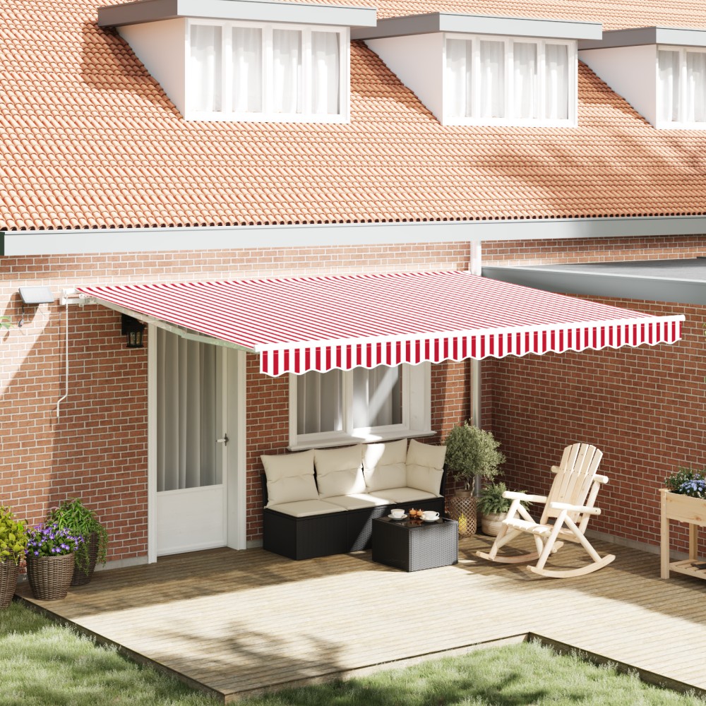 vidaXL Marchiză retractabilă Roșu și alb 450 × 350 cm Roșu și alb