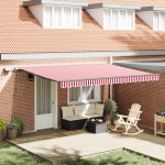 vidaXL Cortina Retractabilă Manual Roșu și alb 450 ×350 cm țesătură