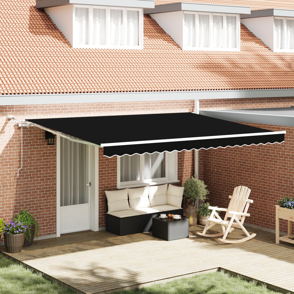 vidaXL Cortina Retractabilă Negru 450 × 350 cm Stofă și Metal