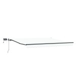 Marchiză manuală retractabilă vidaXL cu LED Alb 450x350 cm Marchiză manuală retractabilă vidaXL cu LED Alb 450x350 cm