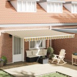 vidaXL Marchiză Retractabilă Verde și galben 450 × 350 cm