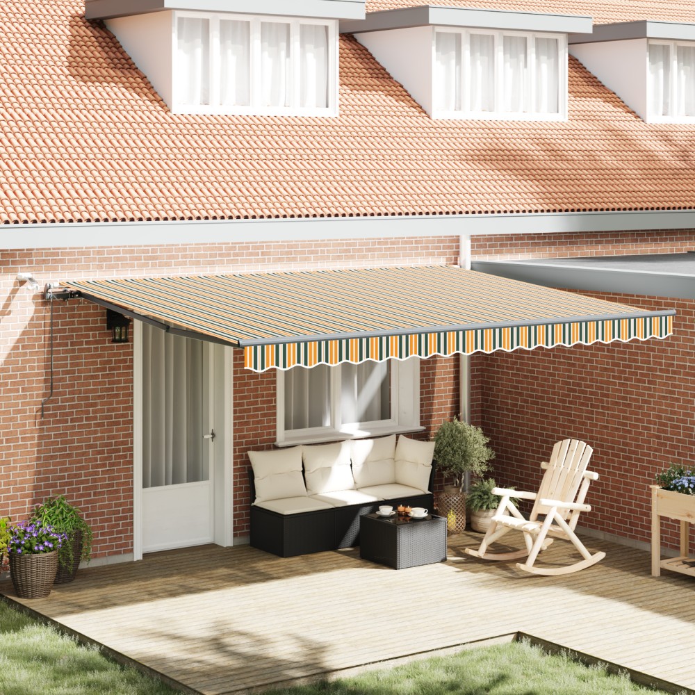 vidaXL Marciză retractabilă automată cu LED verde și galben 450x350 cm
