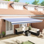 vidaXL Cortina Retractabilă Albastru și Alb 500 × 300 cm vidaXL Cortina Retractabilă Albastru și Alb 500 × 300 cm