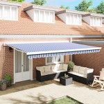 vidaXL Cortina Retractabilă Manual Albastru și alb 500 × 300 cm vidaXL Cortina Retractabilă Manual Albastru și alb 500 × 300 cm