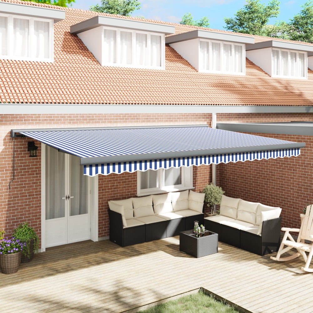 vidaXL Cortina Retractabilă Albastru și Alb 500 × 300 cm