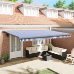 vidaXL Cortina Retractabilă Manual Albastru și alb 500 × 300 cm vidaXL Cortina Retractabilă Manual Albastru și alb 500 × 300 cm