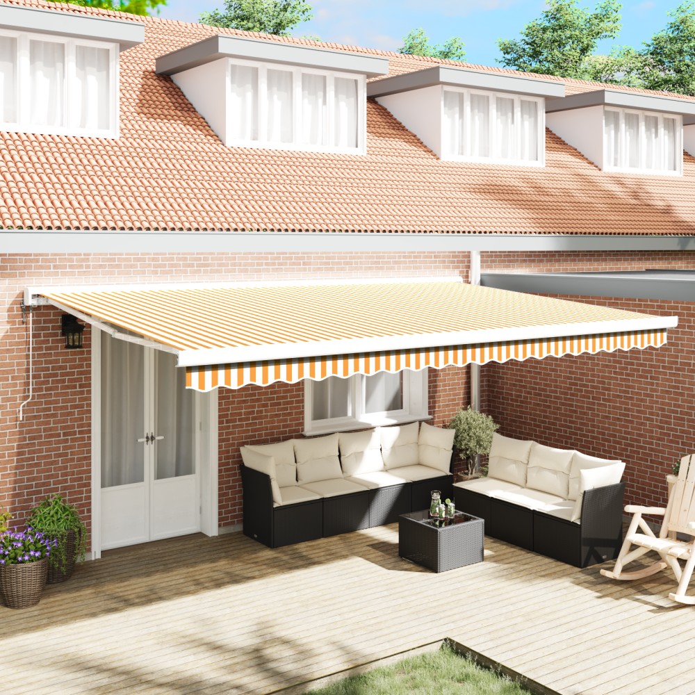 vidaXL Cortina Retractabilă Manual portocaliu și alb 500 × 300 cm