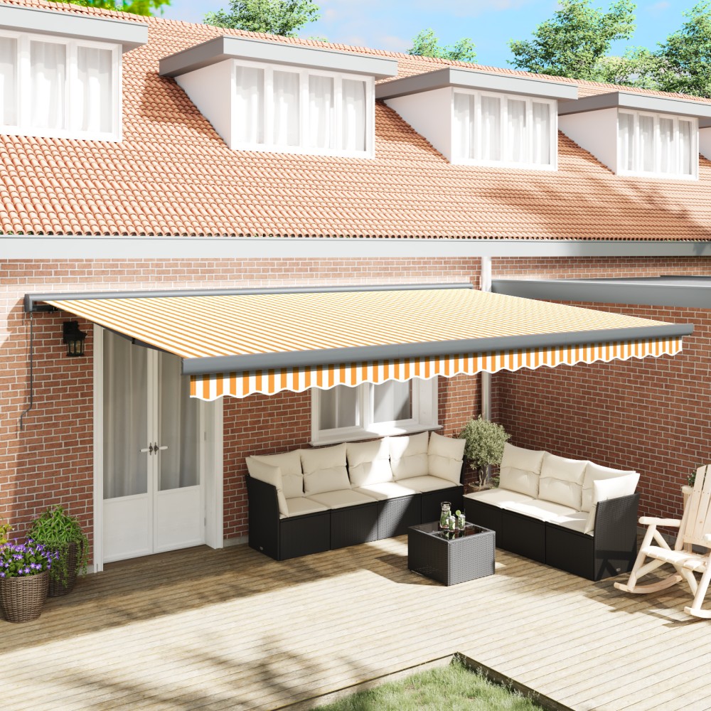 vidaXL Cortina Retractabilă Portocalie și albă 500 × 300 cm