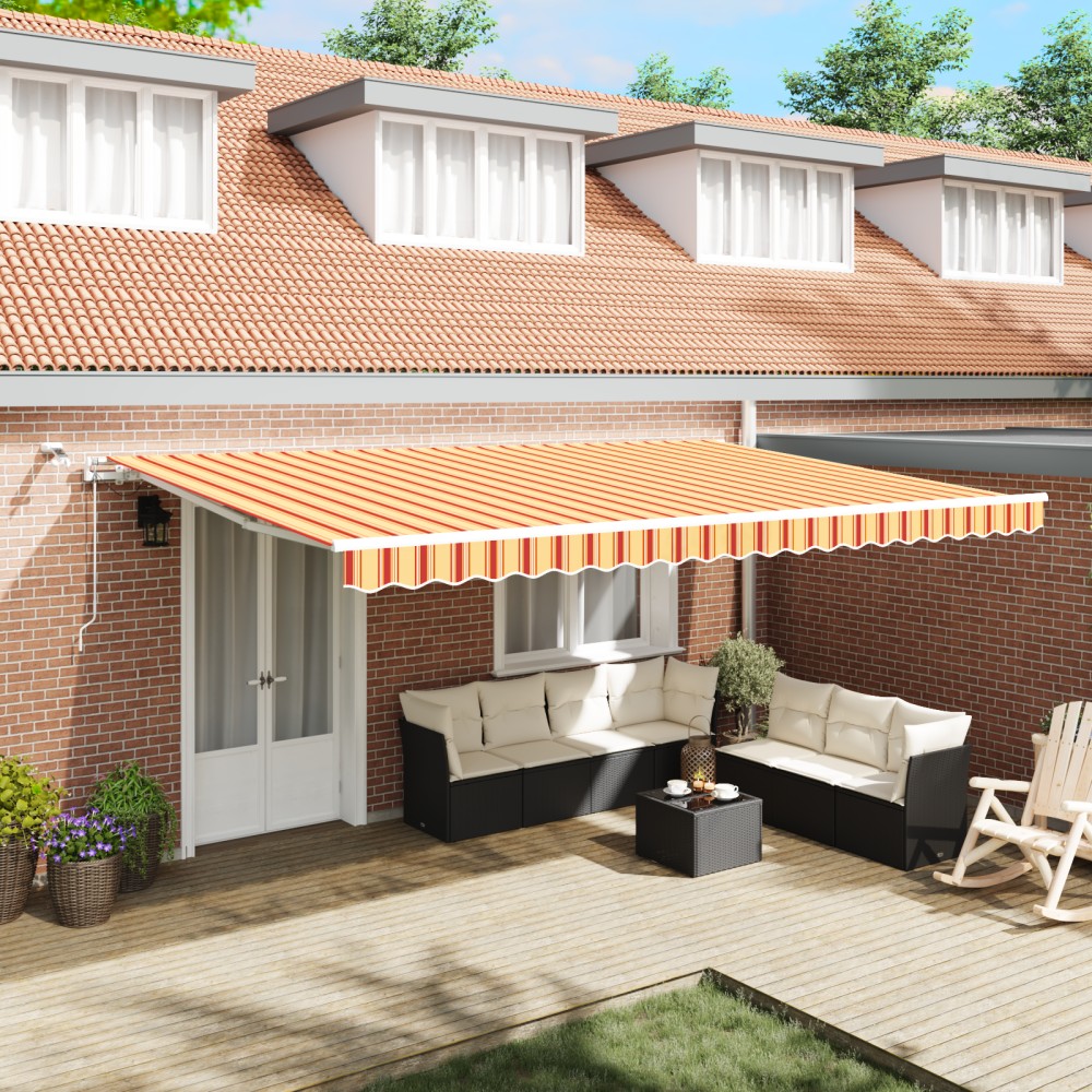 vidaXL Awning retractabil automat cu LED galben și portocaliu 500x300 cm