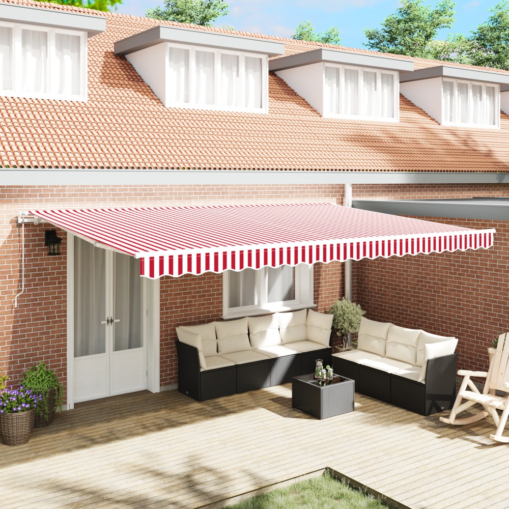 vidaXL Marchiză Retractabilă Roșu și alb 500 × 300 cm Roșu și alb