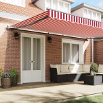 vidaXL Acoperiș retractabil automat dungi roșii și albe, 500 x 300 cm vidaXL Acoperiș retractabil automat dungi roșii și albe, 500 x 300 cm