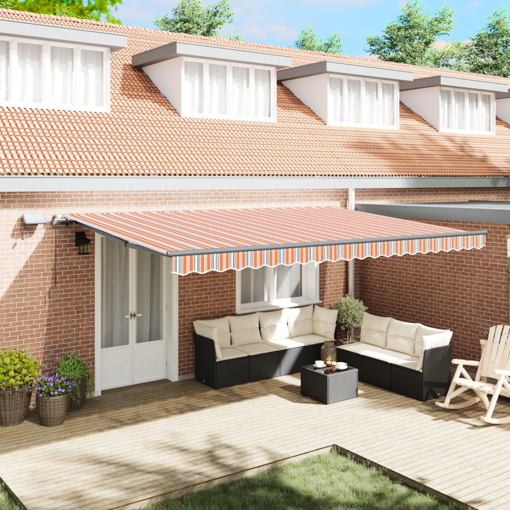 vidaXL Markiză manuală retractabilă cu dungi multicolore 500x300 cm