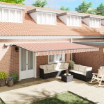 vidaXL Markiză manuală retractabilă cu dungi multicolore 500x300 cm