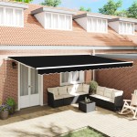 Marchiza retractabilă manuală vidaXL Neagră 500x300 cm Marchiza retractabilă manuală vidaXL Neagră 500x300 cm