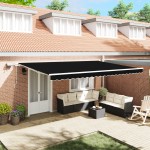 vidaXL Marchiză with Manual Negru 500 × 300 cm Negru