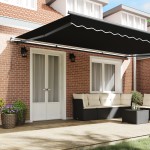 vidaXL Copertină Manual Negru 500 × 300 cm Poliester și Aluminiu