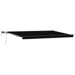 Marchiză retractabilă manuală cu LED Neagră 500x300 cm Marchiză retractabilă manuală cu LED Neagră 500x300 cm