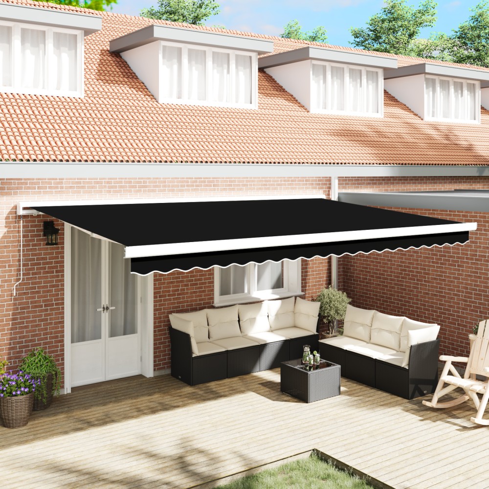 vidaXL Awning Manual Retractabil Negru 500x300 cm
