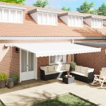 vidaXL Marchiză retractabilă with Manual Alb 500 × 300 cm Alb