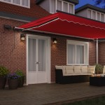 Marchiză manuală retractabilă vidaXL cu LED Roșie 500x300 cm Marchiză manuală retractabilă vidaXL cu LED Roșie 500x300 cm