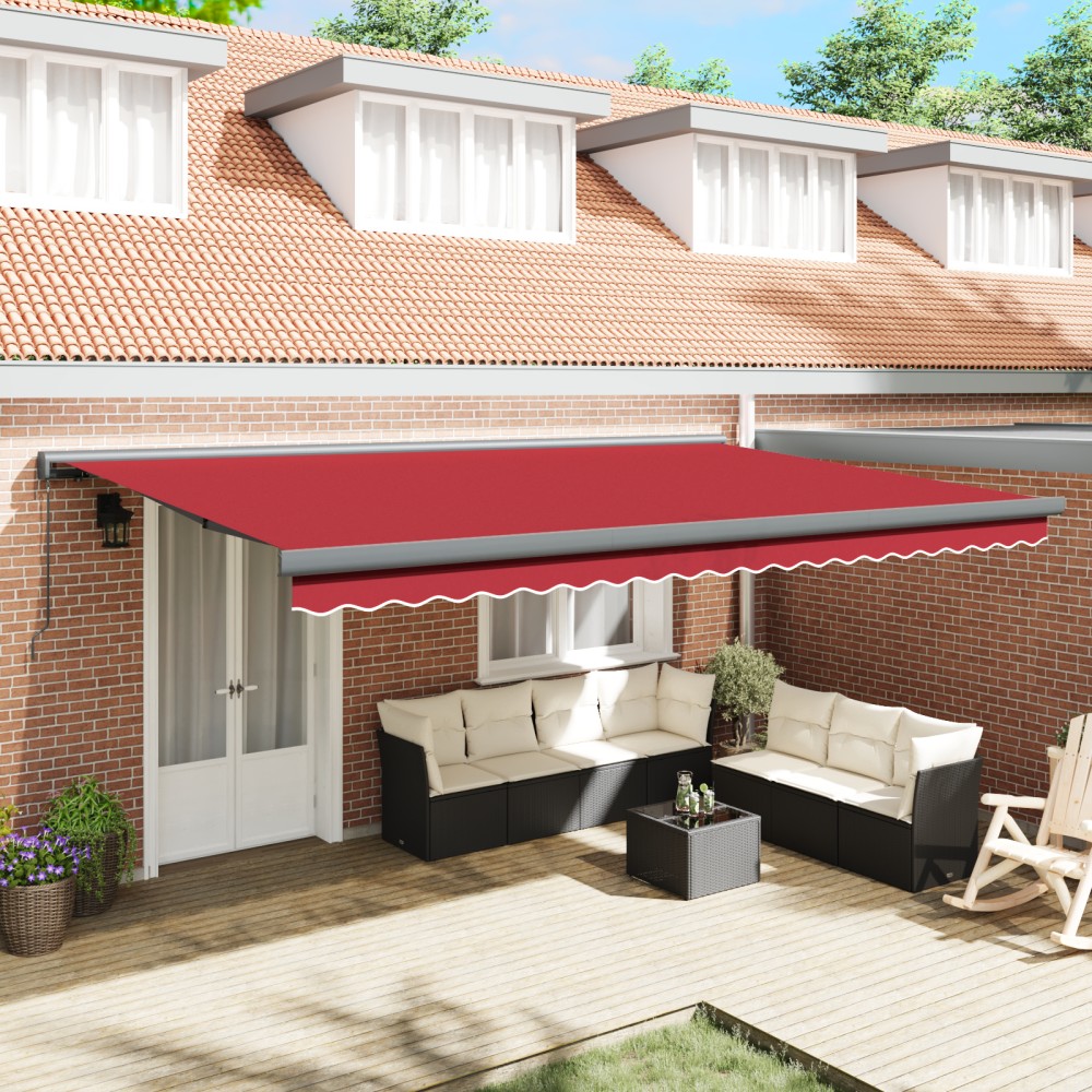 Marchiză manuală retractabilă vidaXL Roșie 500x300 cm