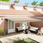 Marquee retractabilă manuală cu LED verde și galben 500x300 cm Marquee retractabilă manuală cu LED verde și galben 500x300 cm