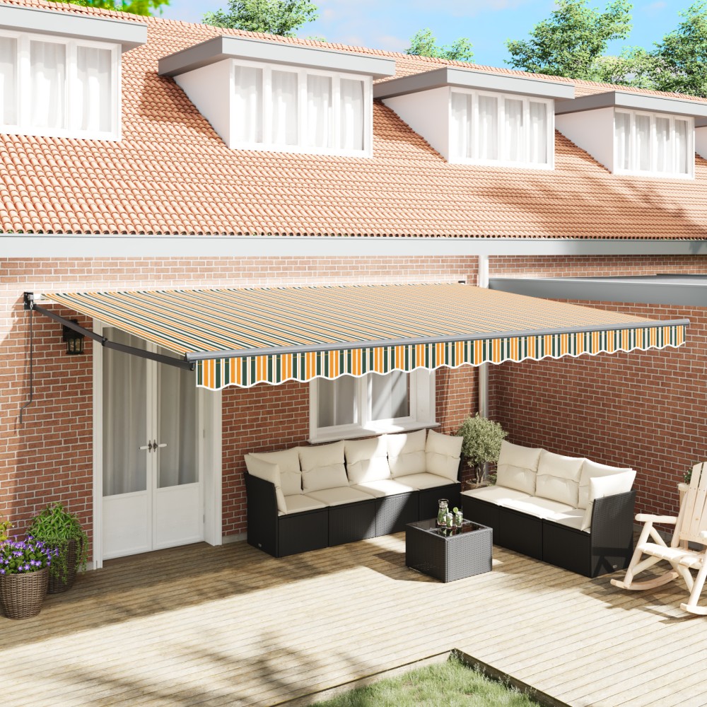 vidaXL Umbra Retractabilă Verde și Galben - 500x300 cm