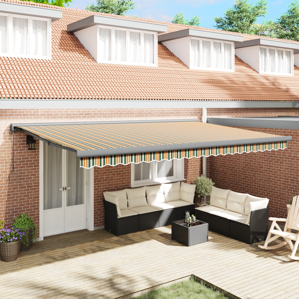 vidaXL Markiză retractabilă automată verde și galben 500 x 300 cm