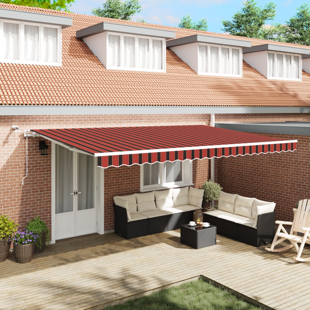 vidaXL Cortina Retractabilă Portocalie și maro 500 × 350 cm