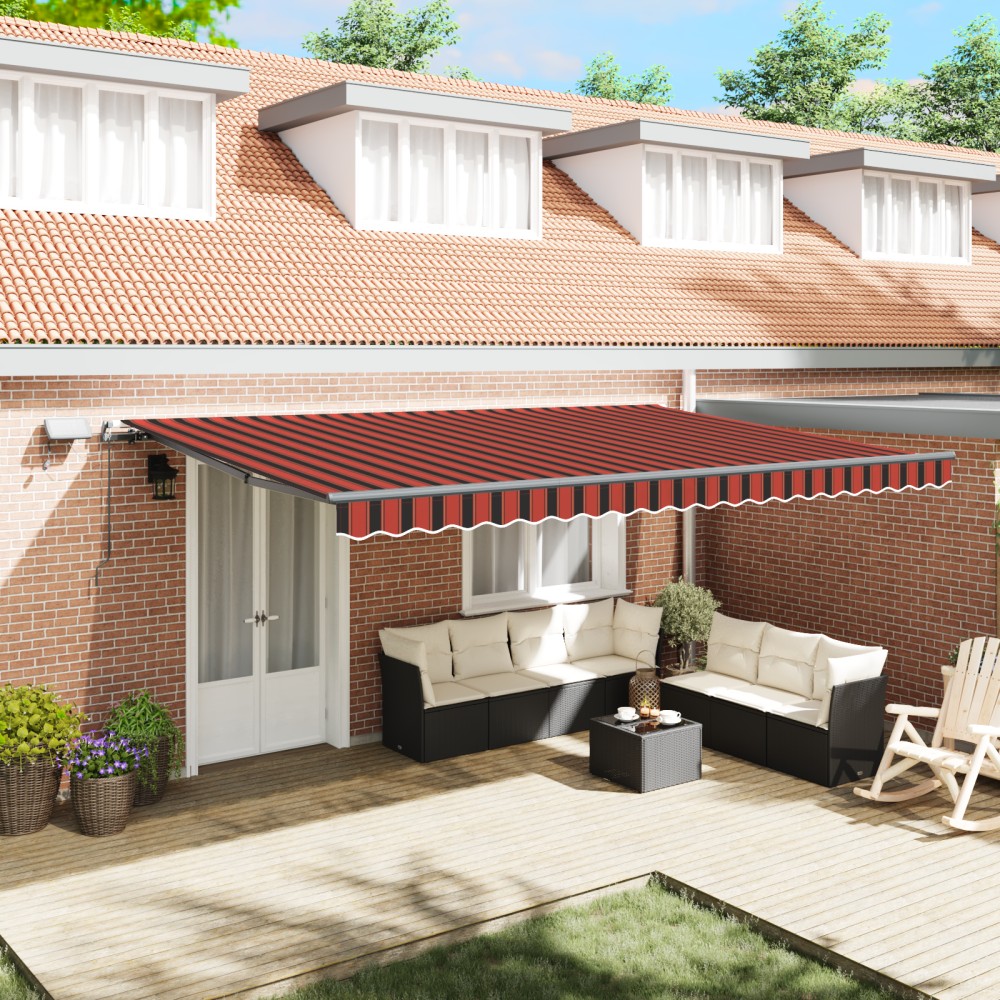 vidaXL Cortina Retractabilă portocaliu și maro 500 × 350 cm țesătură