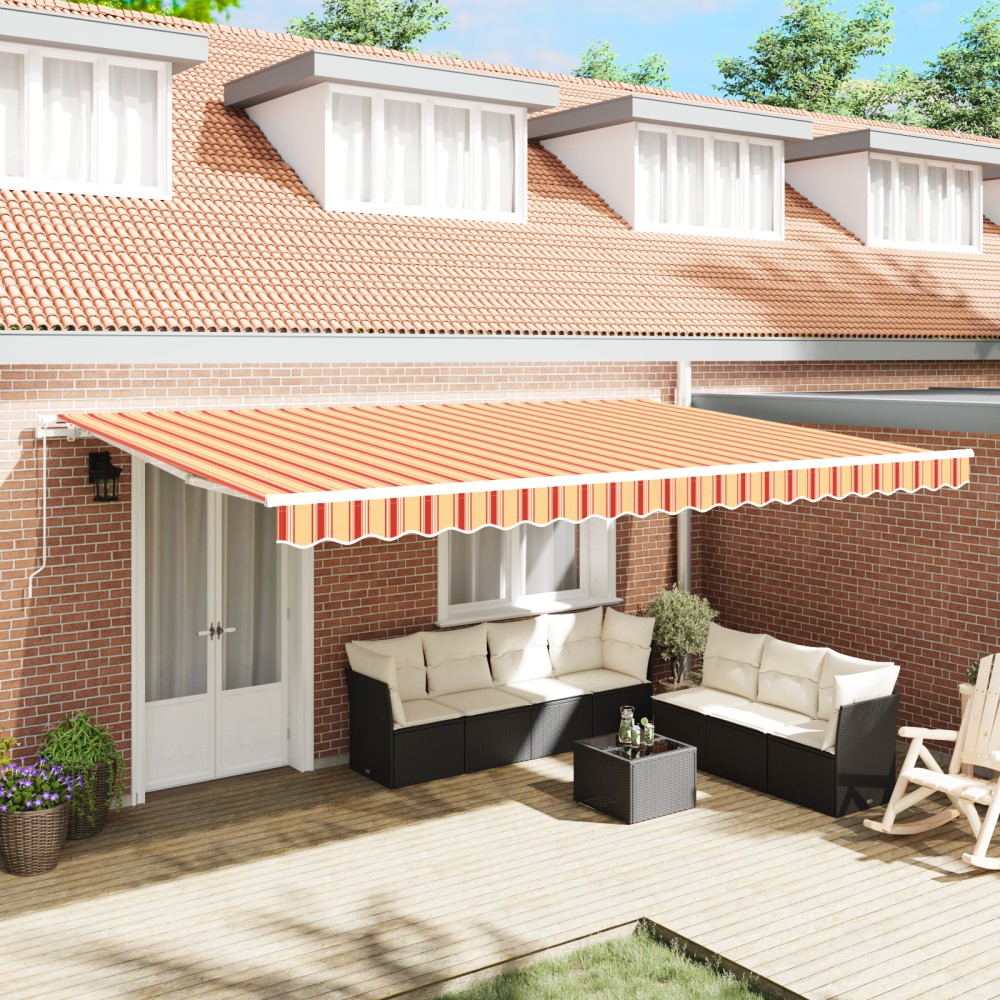 vidaXL Cortina Retractabilă Dungi Galben și portocalie 500 × 300 cm