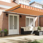 vidaXL Copertină Manual galben și portocaliu 500 × 350 cm Poliester