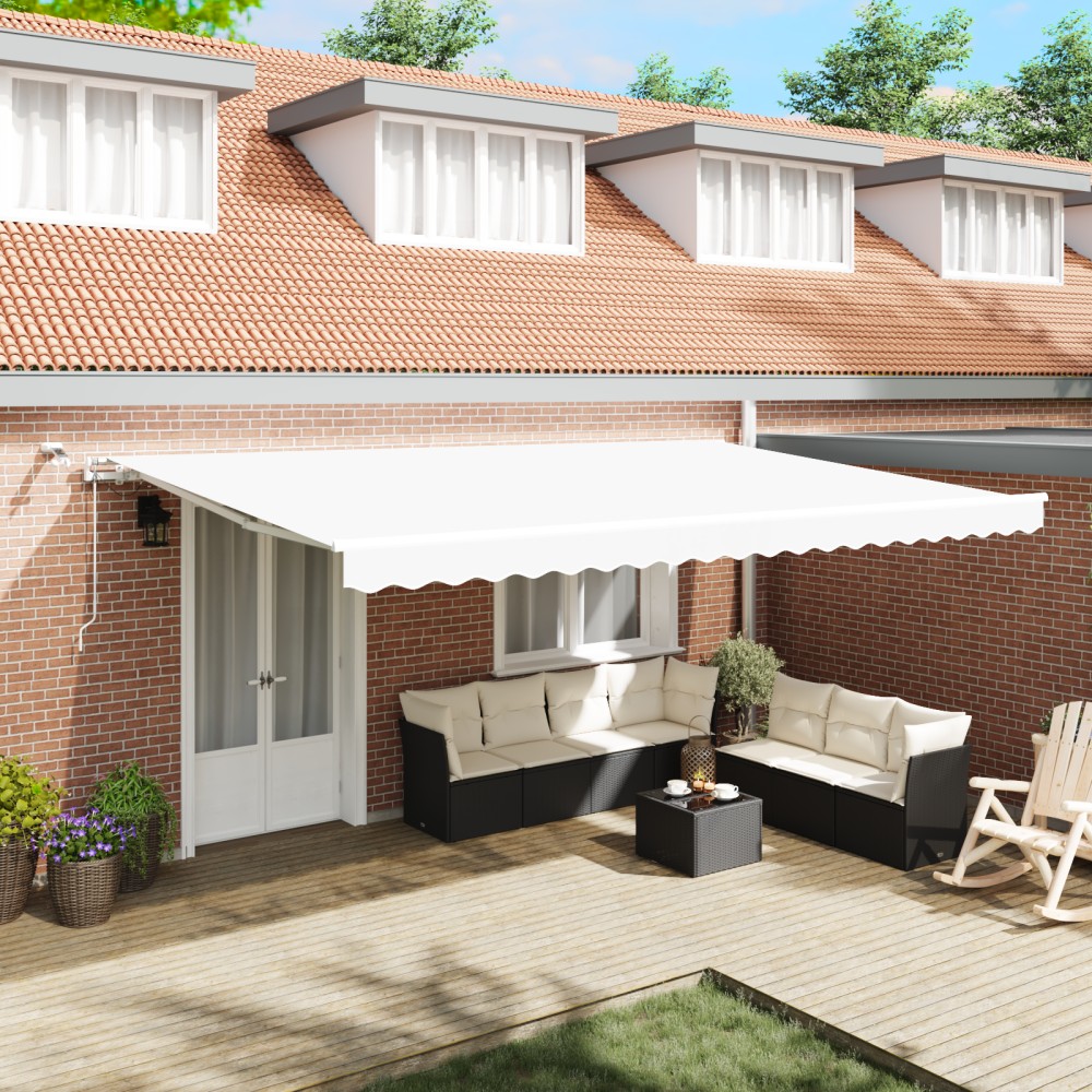 vidaXL Cortina Retractabilă Alb 500 × 350 cm Stofă și Metal