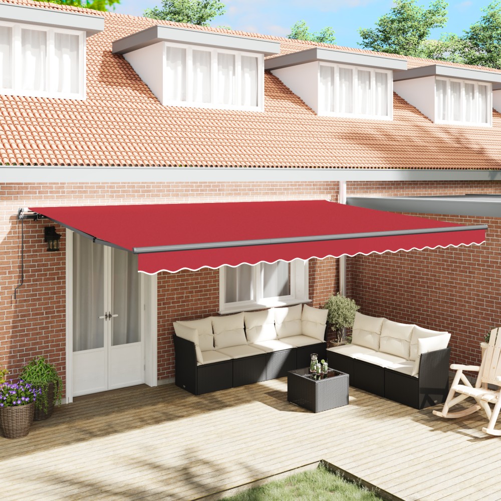 vidaXL Umbrelă roșie Manual Roșu 500 × 350 cm Poliester