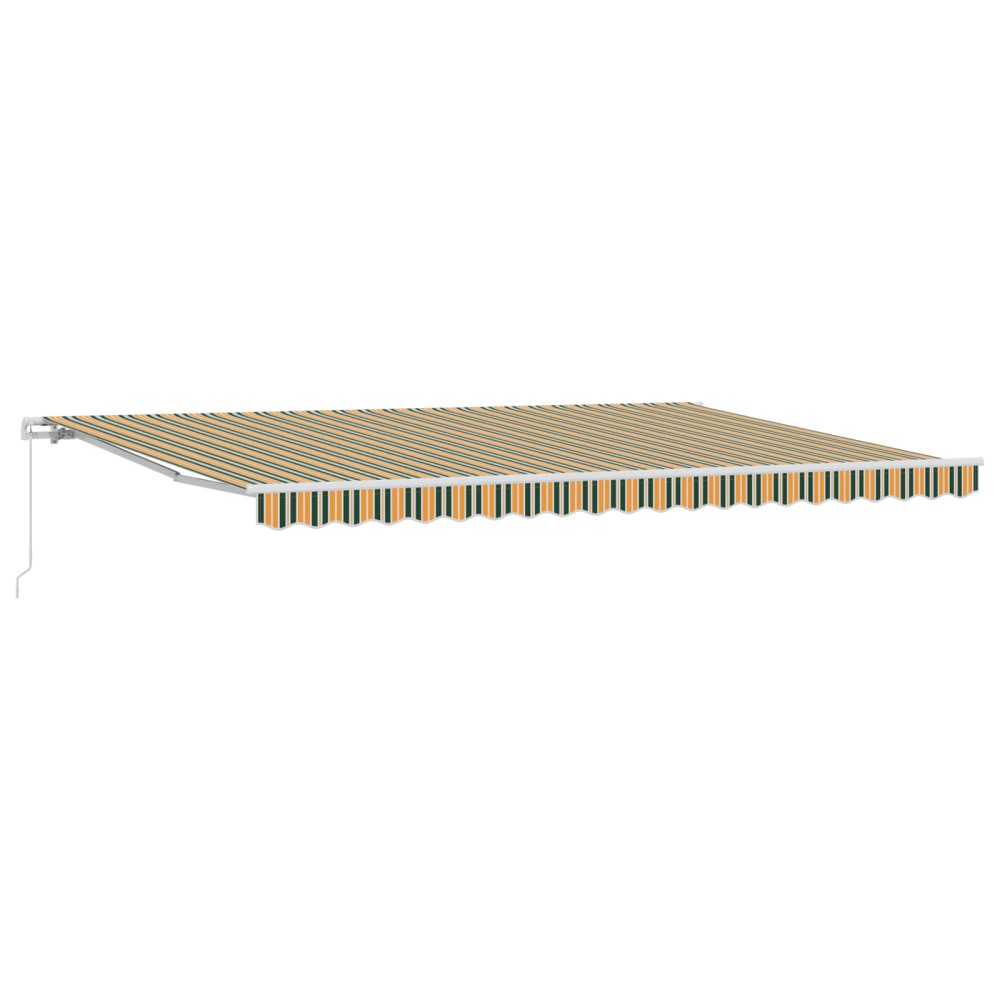 Marchiză manuală retractabilă vidaXL verde și galben 500x350 cm