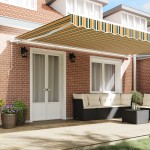 Marchiză manuală retractabilă vidaXL verde și galben 500x350 cm Marchiză manuală retractabilă vidaXL verde și galben 500x350 cm