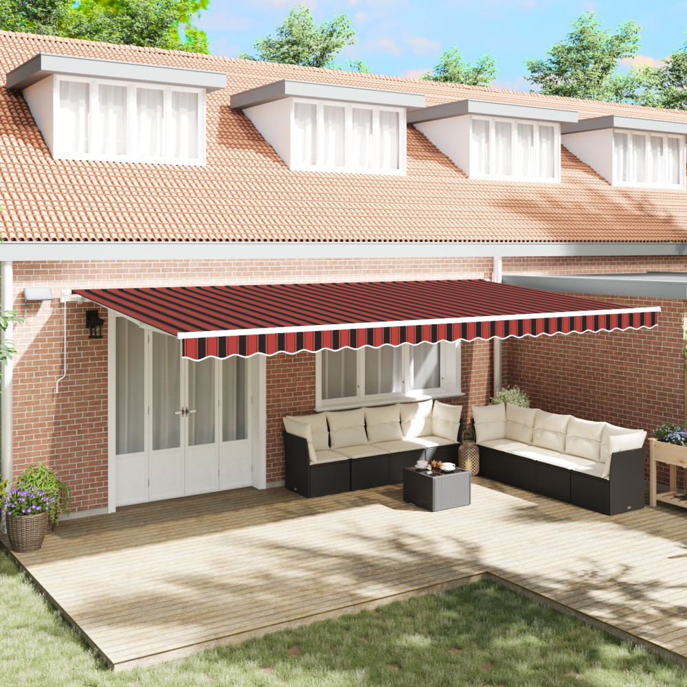 vidaXL Marchiză retractabilă with Manual Portocalie și maro 600 × 300 cm